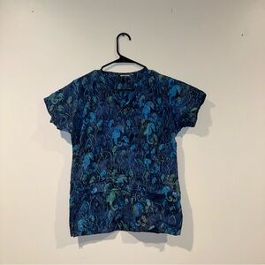 Seahorse Patterned Scrub Top